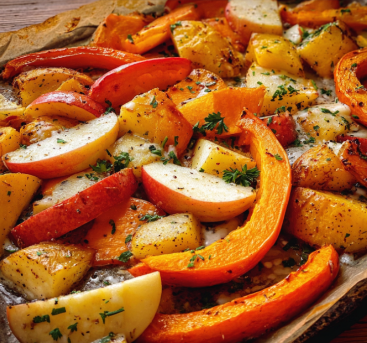 Herbstliches Ofengemüse mit Apfel und Kürbis