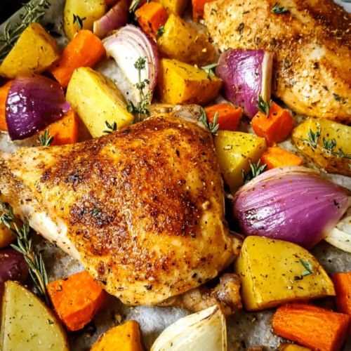 Herzhaftes Ofenhähnchen mit Herbstgemüse