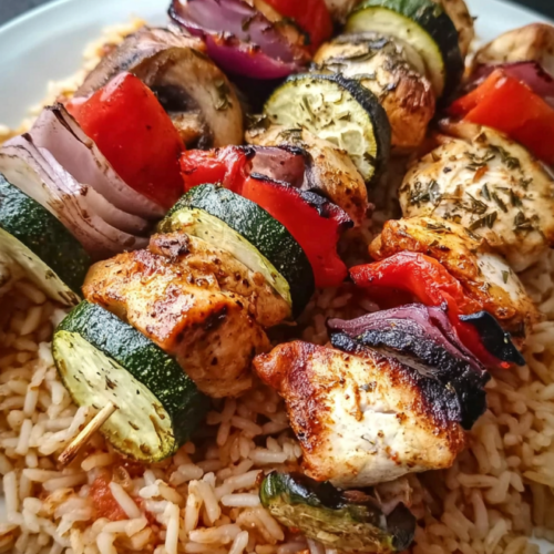 Saftige Puten-Gemüse-Spieße mit Reis