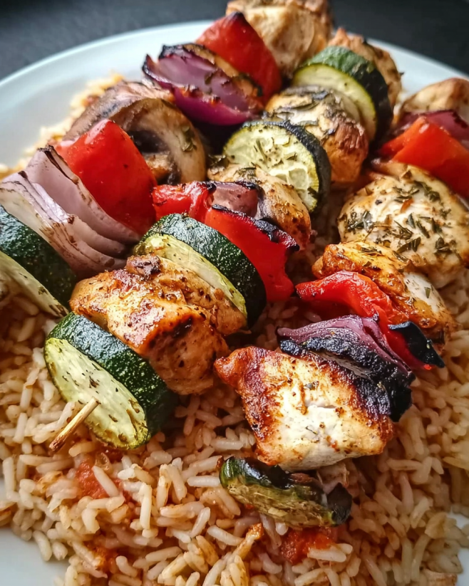 Saftige Puten-Gemüse-Spieße mit Reis