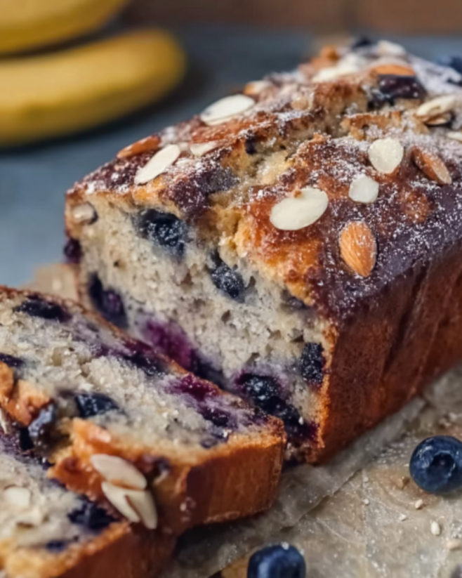 Saftiges Veganes Bananenbrot mit Blaubeeren