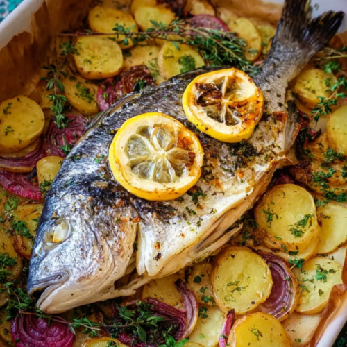 Aromatische Dorade mit Ofenkartoffeln