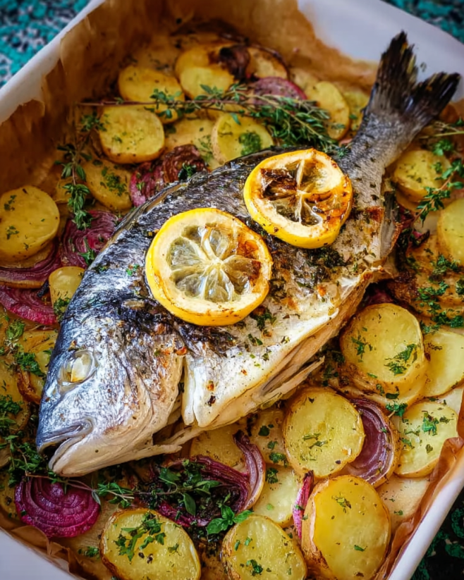 Aromatische Dorade mit Ofenkartoffeln