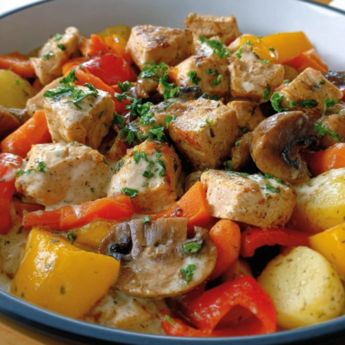 Bunte Putenpfanne mit Gemüse