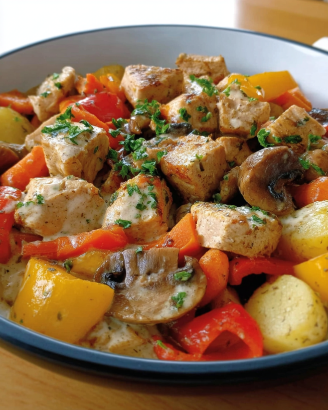 Bunte Putenpfanne mit Gemüse