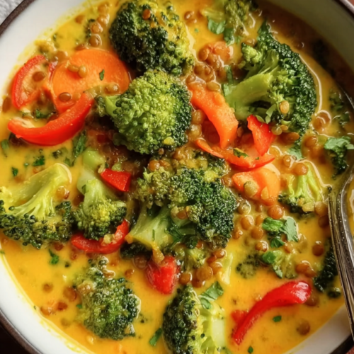 Bunter Brokkoli-Linsen Eintopf