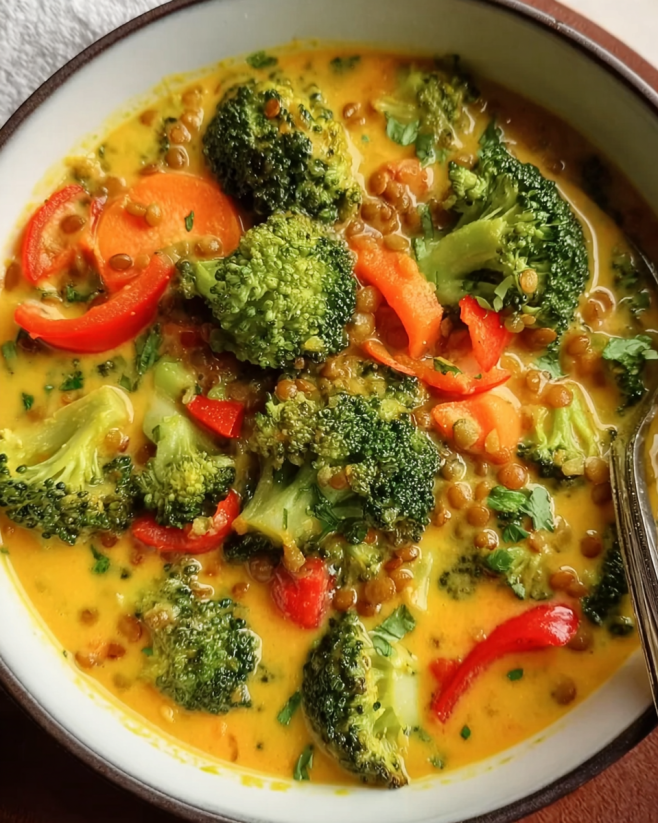 Bunter Brokkoli-Linsen Eintopf