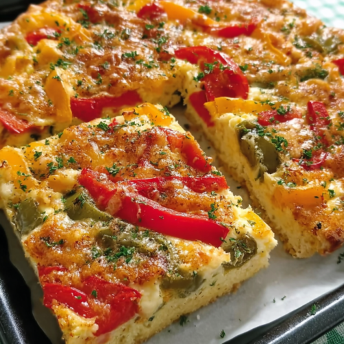 Bunter Paprikakuchen mit Knusperkruste