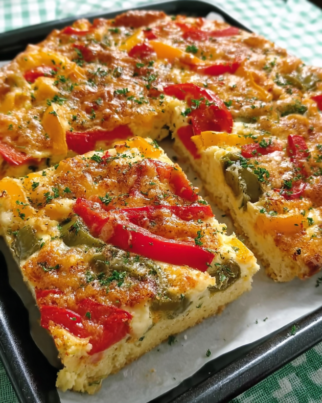 Bunter Paprikakuchen mit Knusperkruste