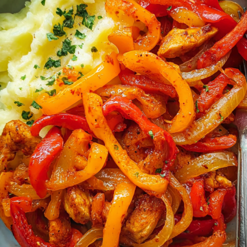 Buntes Paprikagemüse mit Zwiebeln