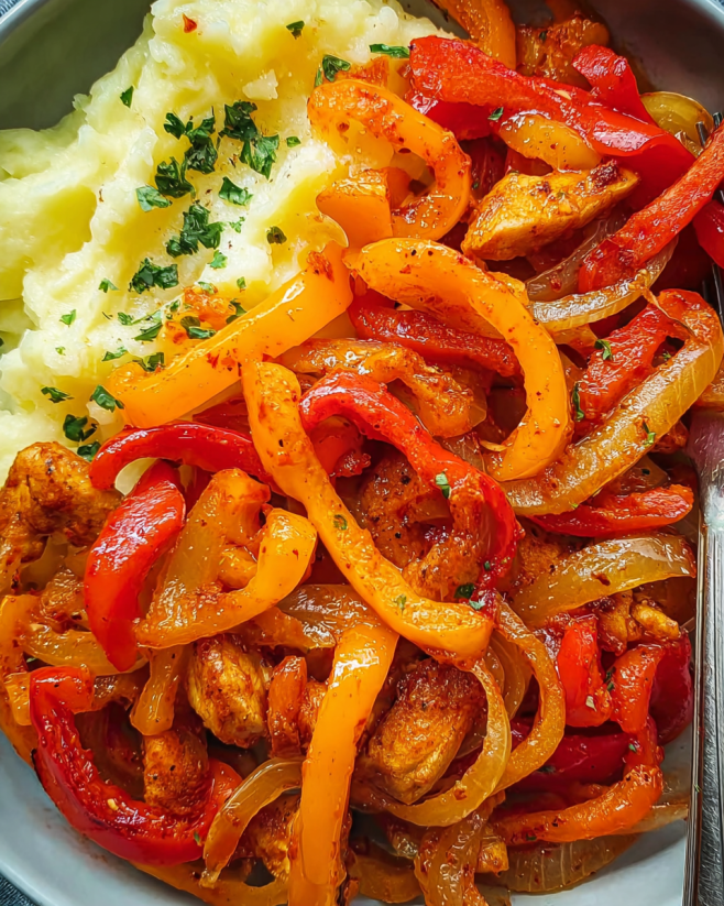 Buntes Paprikagemüse mit Zwiebeln