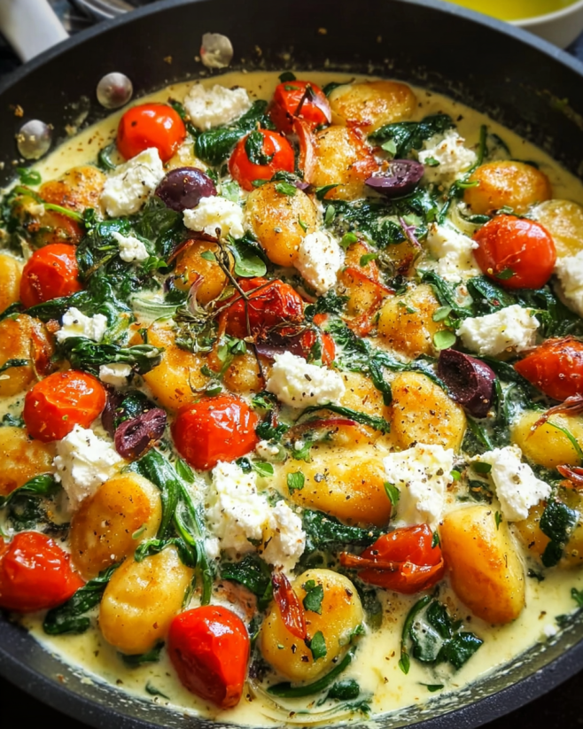 Cremige Gnocchi mit Spinat und Feta