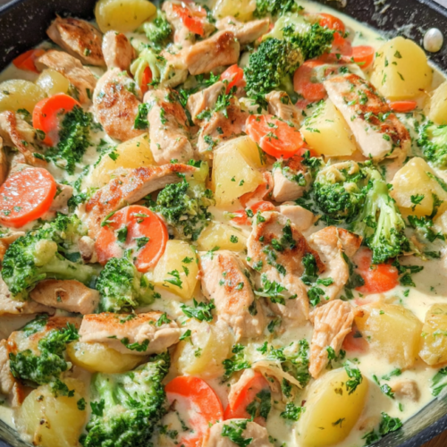 Cremige Putenpfanne mit Gemüse