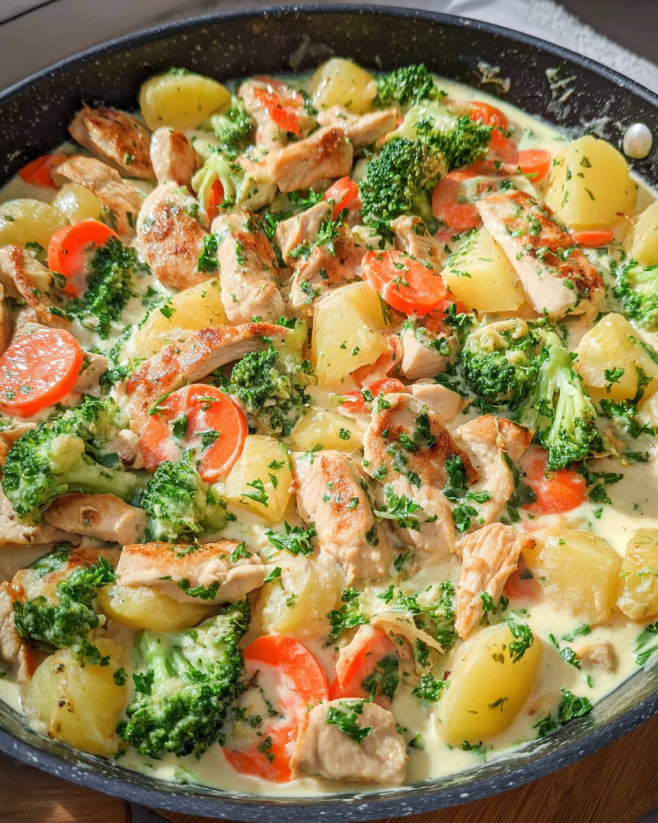 Cremige Putenpfanne mit Gemüse