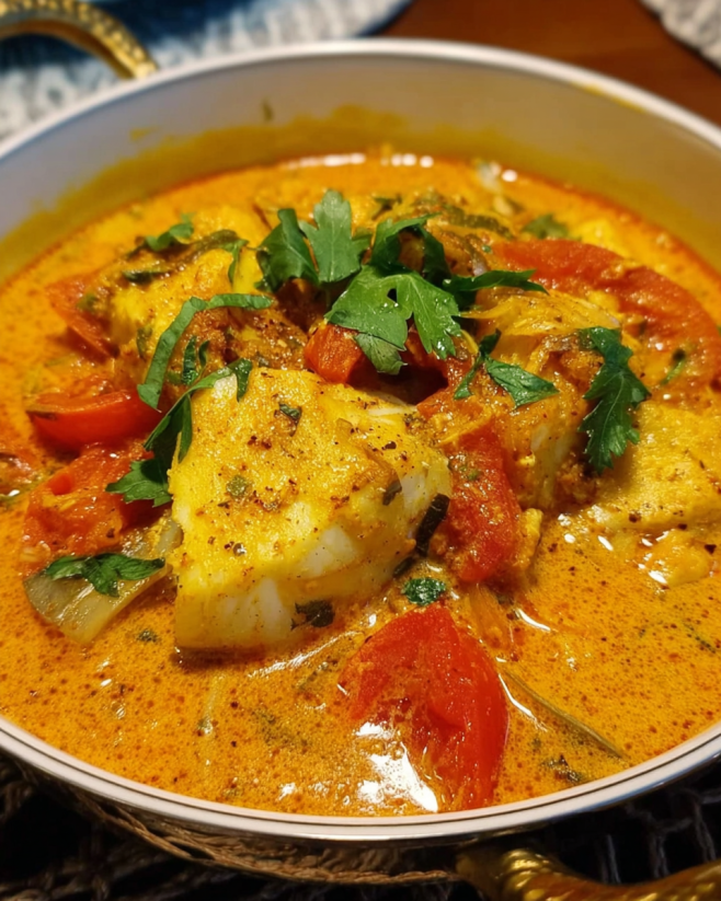Cremiges Kokos-Fischcurry mit Gewürzen