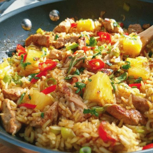 Fruchtiger Ananasreis mit Pute