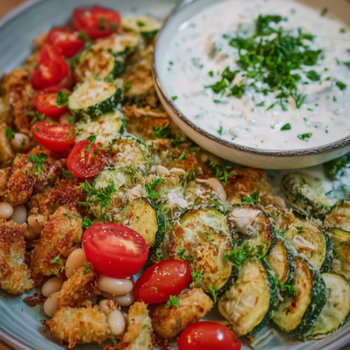 Gebratene Zucchini mit Joghurt-Dip