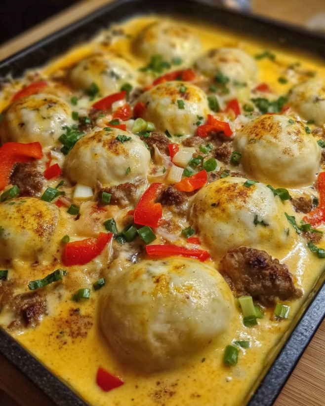 Herzhaftes Gyros-Ofenknödel Gericht