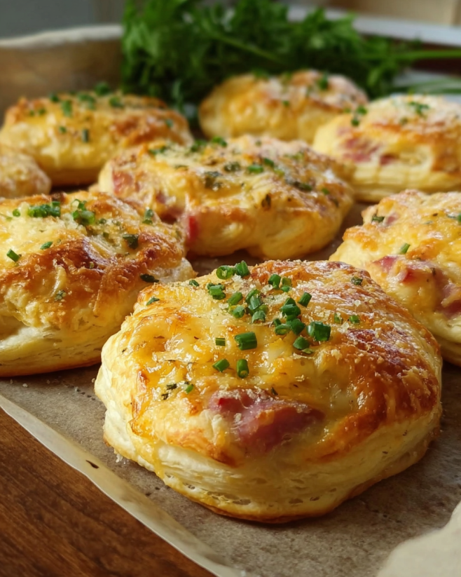 Knusprige Flammkuchen-Blätterteigtaschen