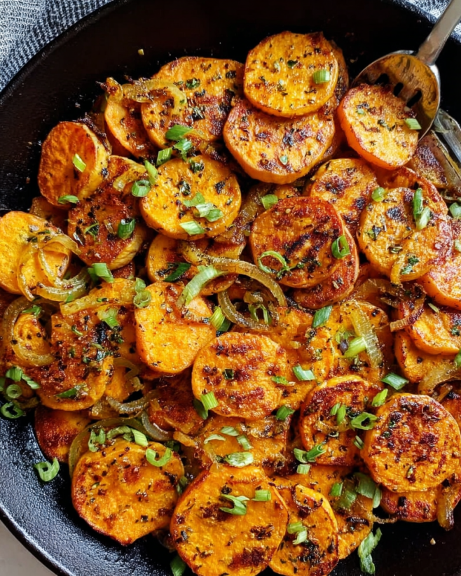 Knusprige Süßkartoffel-Bratkartoffel-Pfanne