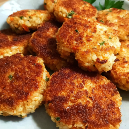 Knusprige Veggie-Frikadellen mit Reis