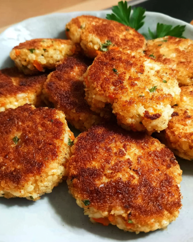 Knusprige Veggie-Frikadellen mit Reis