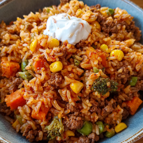 Serbischer Bratreis mit Hackfleisch