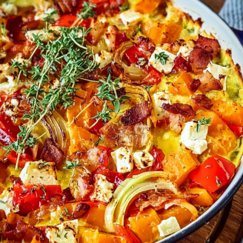 Würziger Kürbis-Lauch-Auflauf