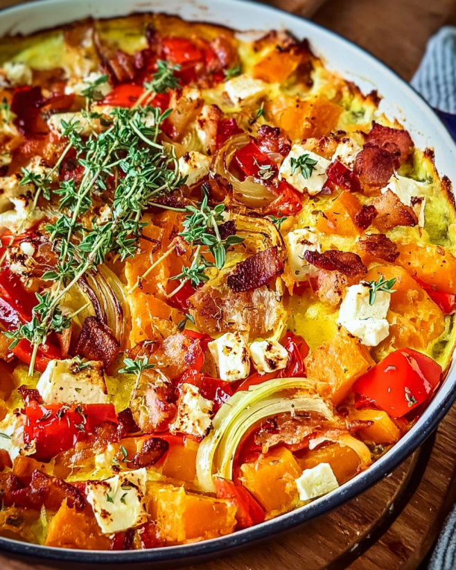 Würziger Kürbis-Lauch-Auflauf