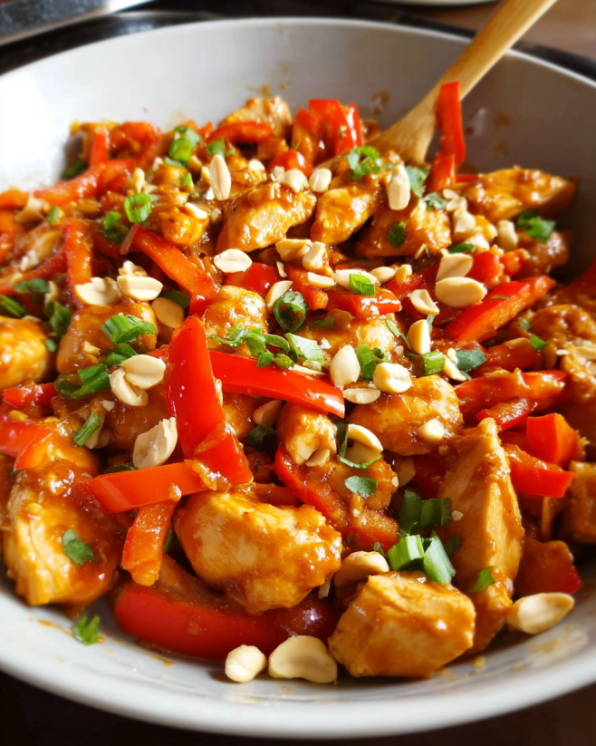 Würziges Erdnuss-Hähnchen mit Paprika