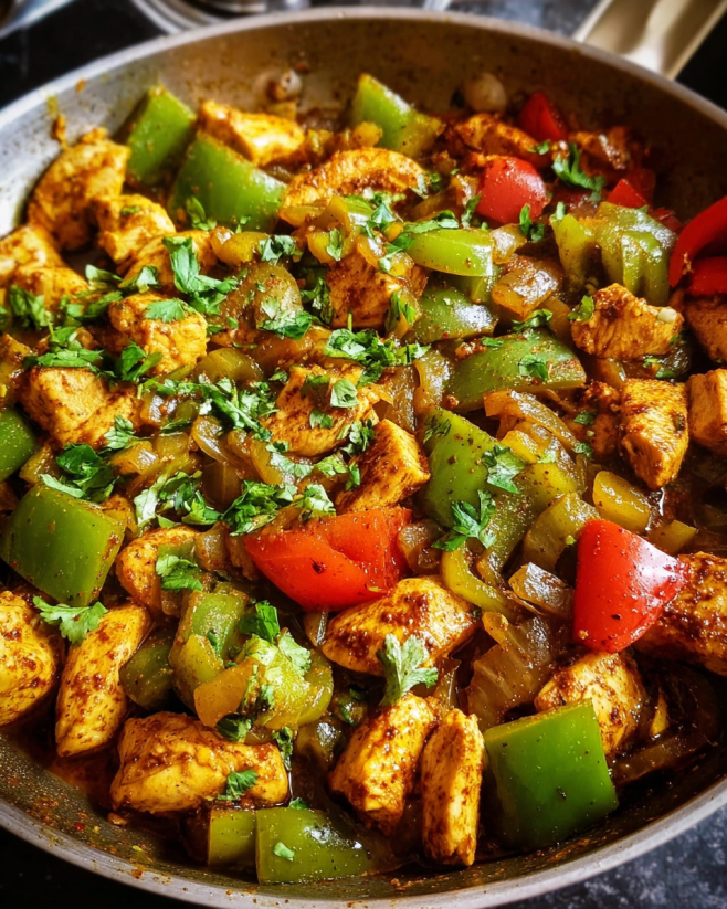 Zarte Paprika-Hähnchen-Pfanne