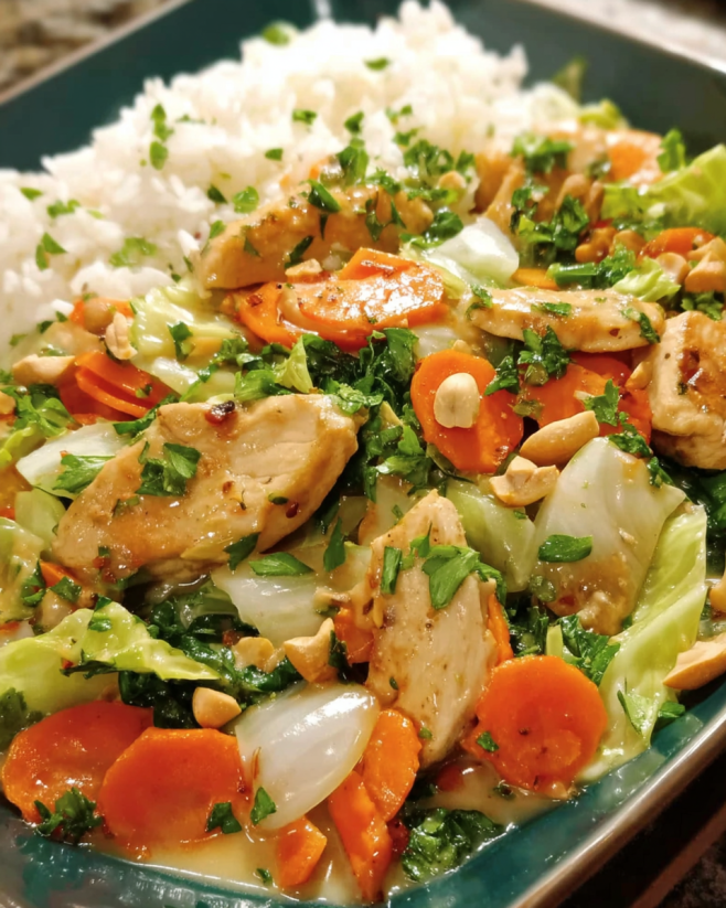 Aromatischer Gemüse-Erdnuss-Wok