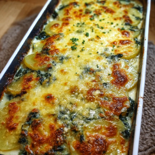 Cremiger Spinat Kartoffel Auflauf