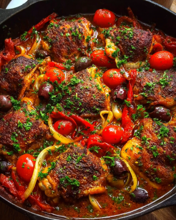 Geschmorte Hähnchenschenkel mediterran