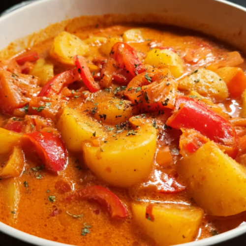 Herzhaftes Kartoffelgulasch mit Paprika