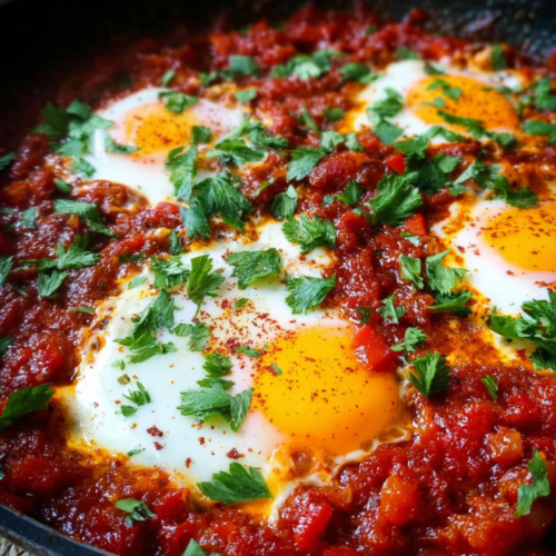 Klassische Shakshuka mit Eiern
