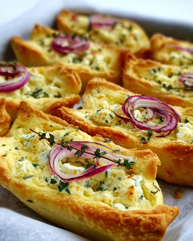 Knusprige Fetaschiffchen aus Blätterteig