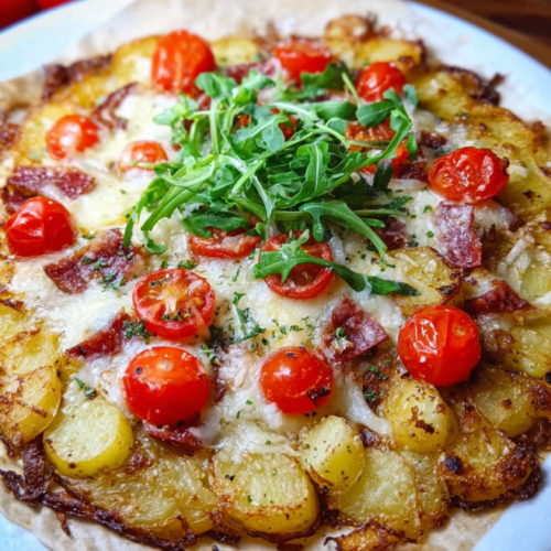 Knusprige Kartoffelpizza vom Blech
