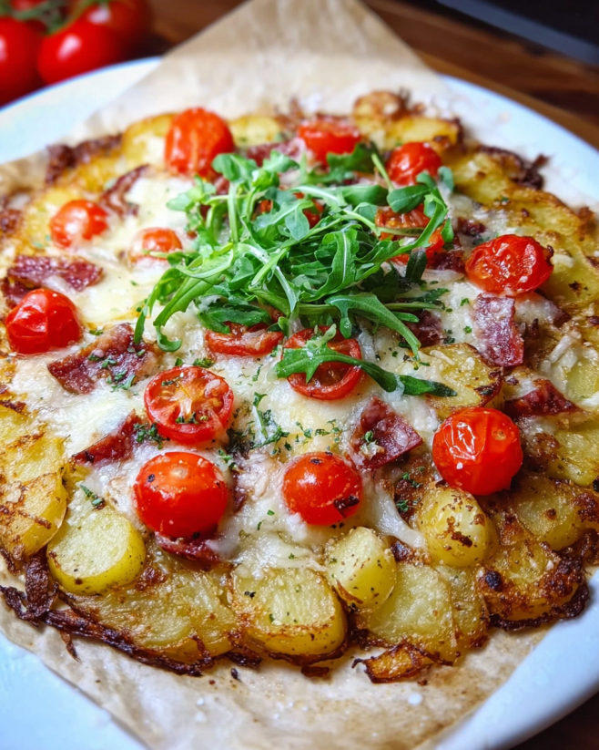Knusprige Kartoffelpizza vom Blech