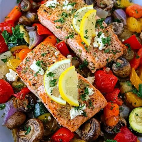 Ofengemüse mit Lachsfilet