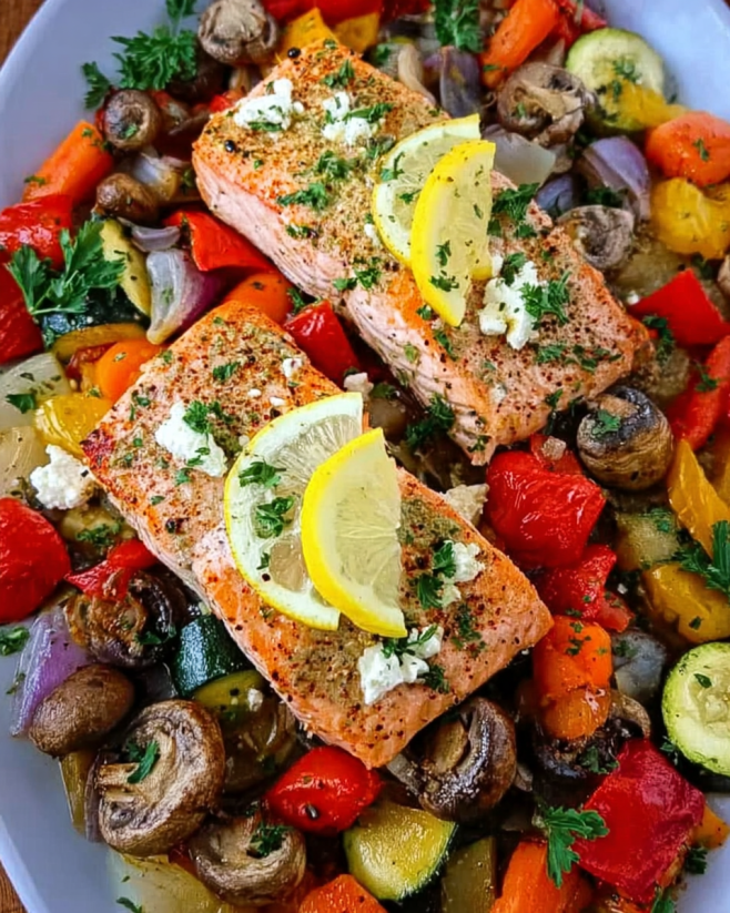 Ofengemüse mit Lachsfilet