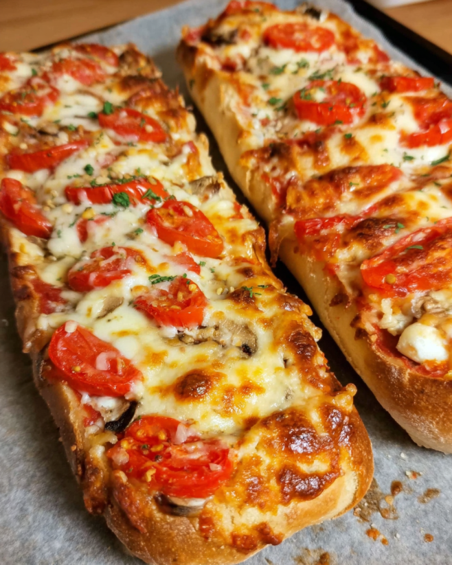 Schnelle Pizza-Baguettes aus Quarkteig