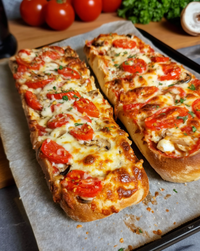 Schnelle Pizza-Baguettes aus Quarkteig