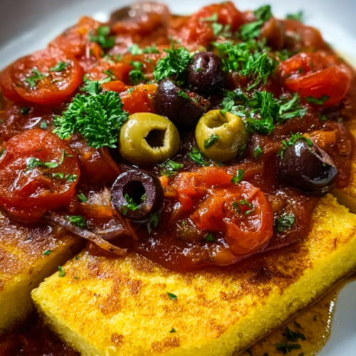 Knusprige Polenta mit Tomaten-Sugo