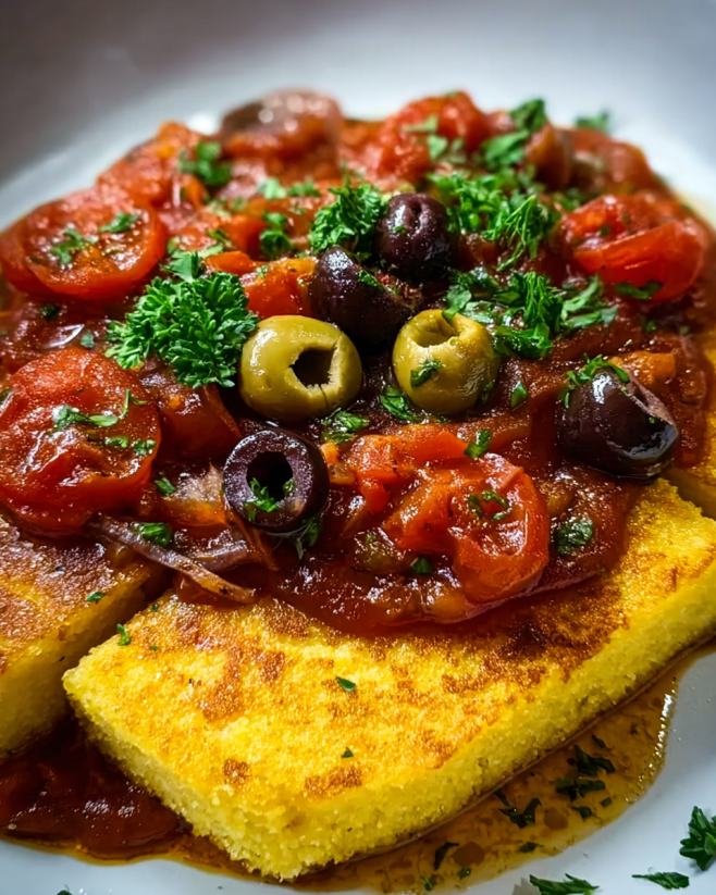 Knusprige Polenta mit Tomaten-Sugo