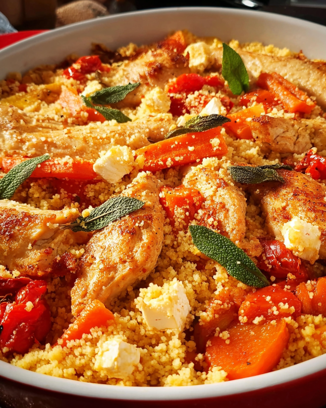 Würziger Couscous Hähnchen Auflauf