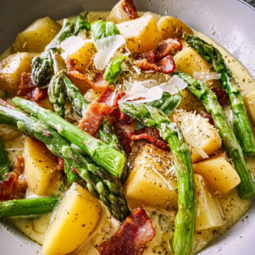 Cremige Spargel Kartoffel Pfanne