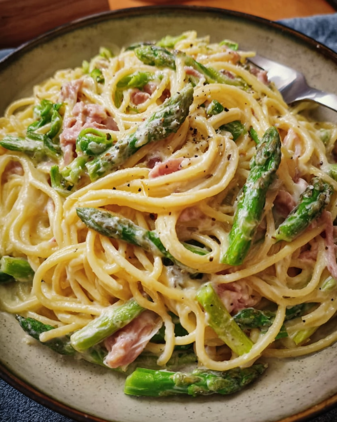 Cremige Spargel Pasta Pfanne