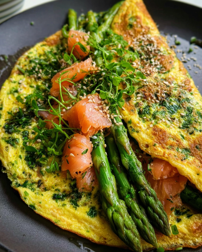 Kräuter Omelett Spargel Lachs