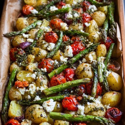 Ofenkartoffeln mit Spargel und Feta